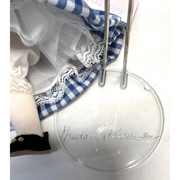 Madame Alexander Miniature Showcase Doll With Parasol & Red Bonnet, Signed Stand - Picture 5 of 7
